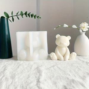 TEMU 캔들 및 석고용 귀여운 곰 실리콘 몰드 1개 - DIY 핸드메이드 석고 장식 주조 도구