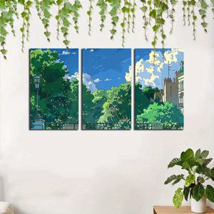 TEMU 3개 세트 12x18인치(30x45cm) 캔버스 벽 장식: 지브리 영감을 받은 동네 언덕에 많은 집들 - 홈 데코, 캔버스, 프레임 없음