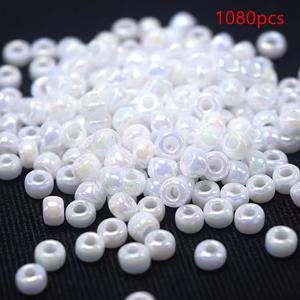 TEMU 1080개의 반짝이는 흰색 유리 씨드 비즈, 3mm, DIY 수공예 쥬얼리 액세서리, 팔찌, 목걸이 및 휴대폰 체인용 스트링 비즈