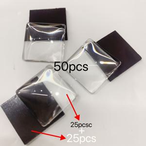 TEMU 유리 돔 카보 숑 냉장고 자석 세트, DIY 공예 및 메시지 보드 장식을위한 접착 뒷면이있는 25mm 원형 및 사각형 유리 타일, 25 개의 돔 스티커 및 25 개의 자기 사각형이있는 50pcs 키트