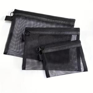 TEMU 지퍼 클로저가 있는 경량 메쉬 여행 세면도구 가방 세트 - 화장품 및 액세서리용 패브릭 메이크업 정리 파우치 - 세탁 가능한 스타일 - 다용도 동전 지갑 및 정리함