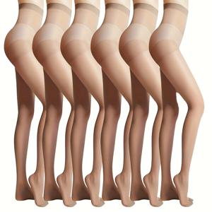 TEMU 여성용 시어 컨트롤 탑 팬티스타킹 6개 세트 30D - 나일론/스판덱스 혼방, 무봉제 & 노쇼, 드레스, 스커트 및 하이힐에 어울리는 우아한 누드 타이츠, 손세탁 전용