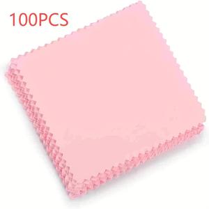 TEMU 50/100pcs 소프트 핑크 보석 폴리싱 천 - 은색, 금색, 백금, , 보석, 안경을 위한 긁힘 없는 청소 천 - 부드러운 빛나는 마무리, 귀한 보석과 귀한 보석을 위한 이상적인 보석 청소 천