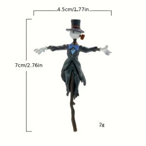 TEMU 1개 미니어처 스트로우맨 피규어 탑햇 & 보우타이 포함 - 사진용 레진 정원 장식, DIY 테라리움 및 수확 축제 디스플레이용 - 전기 필요 없음, 현대적 판타지 스타일, 크리스마스, 할로윈 장식, 가을 홈 데코 수집품 피규어