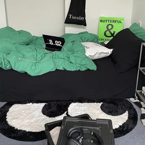 TEMU 1개 10mm 푹신한 캐릭터 큰 눈 무늬 매트 - 세탁기 사용 가능, 쉬운 청소, 블랙 & 화이트 기하학 패턴, 80% 폴리에스터 20% 고무, 거실 침실 욕실 휴일 장식 (할로윈 크리스마스 추수감사절 졸업), 유쾌한 홈 액센트, 부드러운 질감 표면, 계절별 장식, 내구성 있는 소재, 반려동물 주인용, 데코