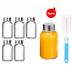TEMU 6pcs 5oz 누출 방지 유리 병, 금속 뚜껑, 캠핑, 피크닉, 파티, 커피, 밀크쉐이크, 생강 주스 및 과일 주스용 휴대용, 이중 사용冷 및 뜨거운 음료, 여행 텀블러 및 무료 청소 브러시, 피크닉 필수품, 세련된 디자인, 안전한 핏팅 뚜껑