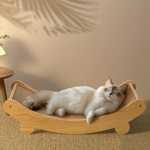 TEMU 2-in-1 고양이 해먹 & 스크래치 보드 - 듀얼용도 캣 베드 & 클로 패드, 내구성 강한 스크래치 방지 소재, 실내/야외 사용 가능한 공간 절약형 디자인 - 사계절용 펫 가구, 다묘 가정에 적합한 세련된 장식