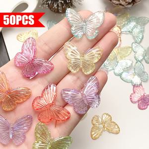 TEMU 50개 아크릴 나비 비즈, 28mm 이리다센트 DIY 보석 만들기 키트, 헤어 액세서리, 목걸이, 팔찌, 귀걸이용