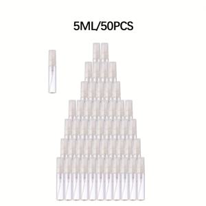 TEMU 50개 2/3/5/10ml 투명 유리 스프레이 병, 재충전 가능한 미니 향수 분사기, 액체용 휴대용 여행 노즐 병, 남성과 여성용 메이크업 용기, 선물로 적합합니다