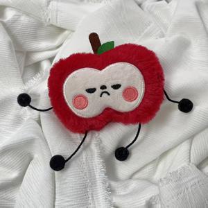 TEMU 1pc 귀여운 사과 플러시 액세서리 - 빨간색 & 녹색, 검은 눈과 잎, 폴리에스터 DIY 공예 용품, 의류, 가방, 스카프, 핀, 헤드밴드 - 이상적인 생일 선물 및 소품, 신기한 지갑 장식 | 재미있는 액세서리 | 부드러운 직물 패치, 귀여운 액세서리