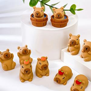 TEMU 20개 귀여운 미니 카피바라 3D 레진 조각상 - 랜덤 색상 및 디자인, 전기 불필요한 방 장식용, 책상, 테이블탑, 휴일 선물(크리스마스, 할로윈, 부활절, 추수감사절, 새해), 귀여운 데스크 장식, 책상 오너먼트, 재미있는 디자인, 섬세한 공예 기술, 크리스마스, 할로윈 장식, 가을 홈 데코 수집품