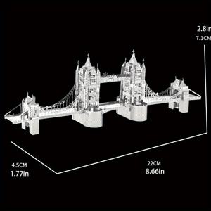TEMU 3D 금속 퍼즐 미니어처 런던 타워 브리지 모델 - 스테인리스 스틸 장식품 DIY 사진 및 홈 데코, 거실 또는 계절적인 디스플레이에 적합, 휴일을 위한 독특한 선물, 미니어처 브리지