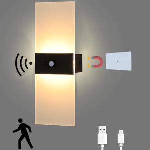 TEMU 1개 모던 LED 벽등 무선 충전식, 동작 감지 센서, 삼단 속도 조광, 무타공 자석 부착형, USB 충전, 거실/침실/복도 및 계단 조명에 적합, 옷장 조명, 눈부심 없는 소프트 라이트