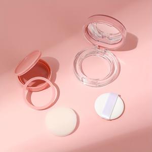 TEMU 핑크 미니 쿠션 폼 패드 & 파우더 퍼프 - 여행용 리필 가능한 뷰티 오거나이저, DIY 파운데이션 & BB 크림 보관함, 위생적인 플립탑 디자인