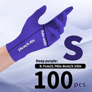 TEMU 100개, 9인치 깊은 보라색 일회용 니트릴 장갑, 미끄럼 방지, 방수, 휴일 선물, 가정 청소 장갑, 주방 세척, 욕실 청소, 매니큐어, 애완 동물 청소, 파우더 프리, 라텍스 프리