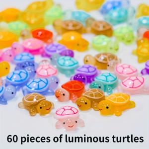TEMU 60개 세트의 빛나는 레진 거북이 | 행운의 거북이, 파티 선물, 크리스마스 선물, 보상 선물, 책상 장식, 식물 미니 장식에 적합합니다.