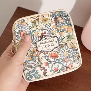 TEMU 위생적인 보관 가방, 귀여운 꽃무늬와 우주 디자인이 있는 대용량 립스틱 파우치, 제품, 화장품, 충전기, 케이블, 이어폰, 생리대를 위한 가벼운 여행용 정리 가방 – 세련된 지퍼 잠금 장치, 생리용품 및 액세서리에 완벽하게 적합, 생일 선물로 이상적입니다