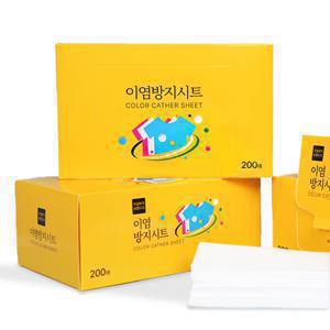 TEMU [200매] 이염방지시트 세탁시트 국내생산 대용량 200매 / 먼지 흡수 천, 염색 번짐 방지, 옷 보호 강화