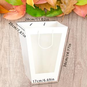 TEMU 투명 디자인 화이트 페이퍼 선물 가방 10개 세트 - 파티, 웨딩, 특별한 날을 위한 토트백, 튼튼한 손잡이 소형 꽃꽂이 및 부케용 선물 포장