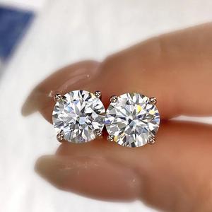 TEMU 0.8/1.2/1.5/1.6g 모이사나이트 1쌍 0.5/1/2/3CT 브릴리언트 라운드 컷 모이사나이트 귀걸이, 여성용 4갈래 스터드 귀걸이 925 실버 주얼리