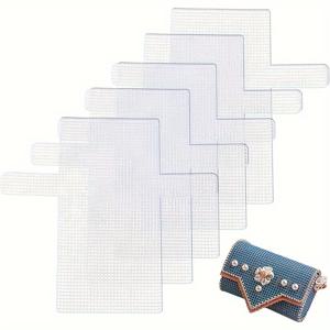 TEMU 5개 플라스틱 메쉬 캔버스 가방 시트 플라스틱 가방 모양 네트 커버 DIY 공예 핸드백 액세서리 아크릴 실 공예 니트