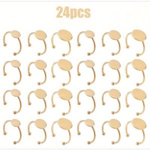 TEMU 2D 플랫 - 24pcs 조절 가능한 스테인레스 스틸 쿠션 링 베이스 DIY 보석 만들기 - 텅텅, 내구성, 사용하기 쉽고, 독특한 반지 및 액세서리 만들기, 보석 만들기 키트
