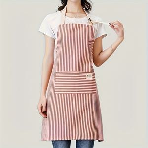 TEMU 1pc 여성용 조절 가능한 목 줄무늬 아프란 - 가벼운 폴리에스터, 녹색, 핑크 및 흰색으로 장식된 아름다운 줄무늬, 요리, 베이킹, 레스토랑 및 가정용으로 완벽한 베이킹 아프란 | 조절 가능한 스트랩 아프란 | 내구성 있는 주방 아프란