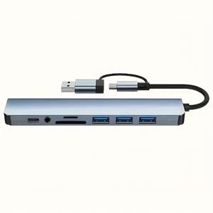 TEMU 1pc USB 허브 USB C 허브 USB 분할기 USB 확장기 4 USB 포트 1 USB C 포트 T F/SD 카드 리더 오디오 출력 Mac Book/Pad Pro/Dell/HP 노트북/폰과 호환 가능