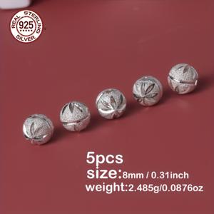 TEMU 5pcs 925 스테인리스 실버 꽃 조각 비즈, 8mm 반짝이는 보석 만들기 액세서리 DIY 팔찌/목걸이, 빈티지 클래식 스타일 커플 선물 & 생일 선물