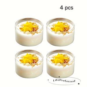TEMU 4개 세트 우아한 투명 유리 디저트 그릇, 둥근 젤리 볼, 소형 유리 용기, 과일 소스 및 커스터드 몰드용, 찜 달걀 컵, 딥 보울 – 축제 아침 식사와 모임에 완벽