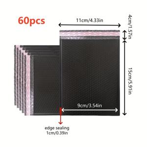 TEMU 60개 폴리 버블 메일러 4.33x5.91 인치, 자체 밀봉 패딩 봉투, 방수 및 내충격 포장 백, 보석 배송용, 결혼식, 데이, 크리스마스, 생일 및 졸업 선물 포장에 적합