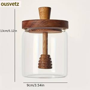 TEMU 1pc 꿀병, 바마부 뚜껑 및 저어는 막대가 있는 16.91oz 유리 꿀 디스펜서, 주방용 다목적 꿀 용기, 시럽, 가정용 주방 선물 아이디어
