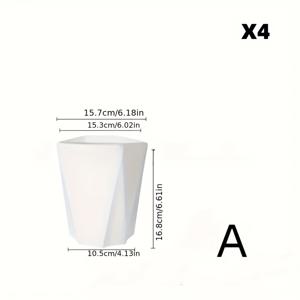 TEMU 4개 세트 화분, 화이트 노르딕 스타일 플라스틱 화분, 15/17/22cm -6인치/6.7인치/8.6인치, 실내용 배수구 장식 화분