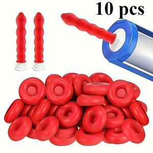 TEMU 10pcs 레드 필러 세임 캡 - 공간 절약, 내구성 있는 접착 튜브 캡, 효율적인 보관 및 밀봉을 위한 이상적인 솔루션, 가정 및 전문 사용을 위한 접착 보관 솔루션 | 원형 캡 디자인 | 내구성 있는 고무 캡