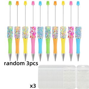 TEMU 6개 마카롱 색상 DIY 비즈 펜, 보석 만들기 키트 레진 클레이 설탕 비즈 펜, 원형 볼 펜, 아름다운 쓰기 펜, 결혼기념일 소품, 일기 쓰기 펜, 친구에게 선물. 검은 잉크
