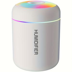 TEMU 1개 미니 USB 가습기 & 컬러풀 나이트라이트 아로마디퓨저, 180ml 사운드웨이브 냉미스트 - 침실, 차량, 집, 사무실, 기숙사용, 배터리 미포함, 모던 슬림 디자인, 투명한 물방울 출력, 플라스틱 소재