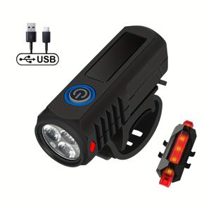 TEMU 휴대용 자전거 전면등 + 야간 경고 후미등 USB 충전식 고루멘 로드바이크 및 마운틴바이크용, 크리스마스와 추수감사절에 딱 좋은 ABS 소재