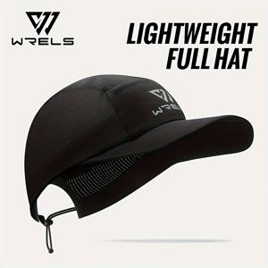 TEMU 1개 WRELS 남녀공용 조절 가능한 통기성 러닝 모자 - 가벼운 스포츠 캡, 확장형 챙, 빠른 건조, 땀 흡수, 땀 방지, 체육관, 트라이애슬론용 - WRELS 스마트 시스템(모델 1)과 호환 - 레이싱 및 일상 스포츠에 이상적 - 블랙|모자|남자모자
