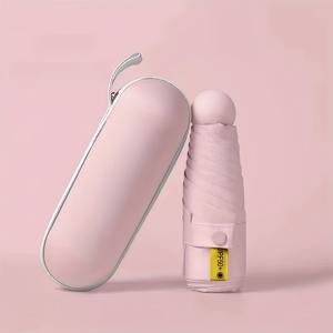 TEMU 캡슐 보관 상자가 있는 휴대용 접이식 우산, 12개 리브 강화 철 프레임, 슈퍼 미니 포켓 디자인, 가벼우며 휴대용, 자외선 차단, 데이, 세인트 패트릭 데이, 어머니의 날, 할로윈, 크리스마스에 완벽한 선물, 이상적인 선물