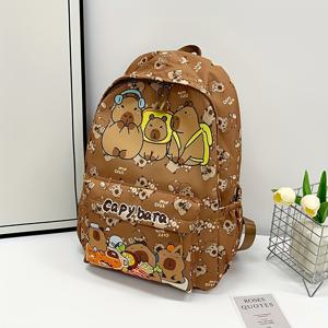 TEMU 1pc 대용량 미적 백팩, 지퍼 잠금, 폴리에스터 안감, 귀여운 테마 - 접이식 나일론 가방, 매우 아름다운 일상용 백팩, 책을 정리하는 여행용 백팩