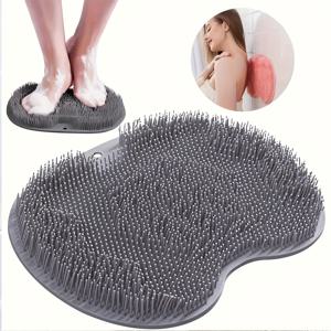 TEMU SoftBreeze 실리콘 발 스크러버 패드 흡착컵 포함 - 저자극성 미끄럼 방지 깊은 클리닝 풋 마사지기 샤워용, 수동 각질 제거 발 브러시 홈 욕실 사용, 무향, 민감한 피부를 위한 부드러운 솔, 비누색 미끄럼 방지 스크러버 | 흡착컵 베이스 | 저자극 소재|수세미