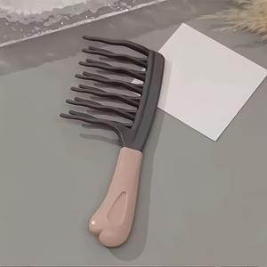TEMU 1개 두꺼운 물결 모양 이빨이 있는 손잡이가 달린 두피 마사지용 헤어 빗, 풍성한 스타일링을 위한 안티스태틱 기능의 헤어 케어 제품