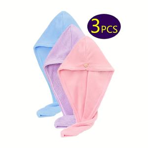 TEMU 3팩 여성용 엑스트라 라지 마이크로파이버 싱글 레이어 스냅 클로저 헤어 타월, 빠른 건조 젖은 머리 및 곱슬머리용 부드러운 랩 타월