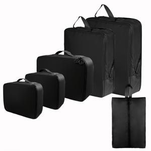 TEMU 6pcs 여행 정리 세트, 패션 폴리에스터 포장 큐브, 수하물 가방, 프린트 없음, 인라인 스케이트 휠, 옷 보관 및 정리 효율성, 옷 정리 보관