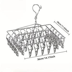 TEMU 1pc 스테인레스 스틸 매달린 옷 건조대 - 40 클립 - 디자인 - 가정 및 상점용 다목적|빨래건조대