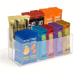 TEMU 아크릴 음료 가방 정리대, 투명 6칸 물 포장 랙 및 드링크 믹싱 보관 가방, 차백, 설탕, 커피 바에 적합 | 이상적인 식품 보관 및 커피 바 솔루션