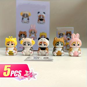 TEMU 5개 세트 귀여운 카툰 동물 장식품 - 판다, 벌, 토끼, 호랑이 & 토끼 귀, 내구성 PVC 비전기 장식용 액세서리, 집/차량 소품, 생일 선물, 수집용 피규어