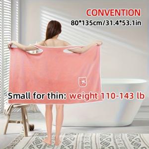 TEMU 1 현대식 착용 가능한 코랄 플리스 목욕 타월, 300g/m2 빠른 건조 원단, 두꺼운 흡수력 있는 욕실 스커트, 성인용 여성 스파 사우나 랩, 가운|샤워가운