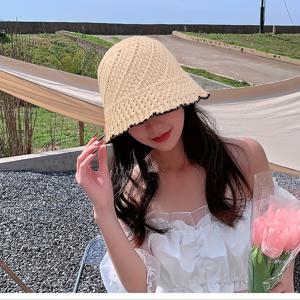 TEMU 여성용 스타일리시 블랙 앤 화이트 레이스 버킷 모자 - 가벼우며 통기성이 좋은 봄 & 여름용 디자인, 해변 여행 및 캐주얼 웨어에 완벽, 여름 패션 액세서리 | 패턴 모자 | 손세탁 가능|벙거지모자