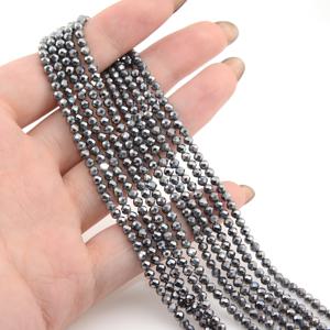 TEMU 천연 테라헤르츠 스톤 비즈 - 면처리된 라운드 & 큐브 보석 구슬 (2mm, 3mm, 4mm) - DIY 주얼리 제작용, 목걸이, 팔찌, 귀걸이 - 긴 스트랜드 (39cm) - 펜던트, 체인, 선물용 우아한 세련된 핸드메이드 액세서리 공예 비즈